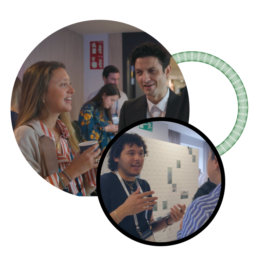 collage of images from ConnectCommunities event intertwined with ConnecCommunities branded graphics