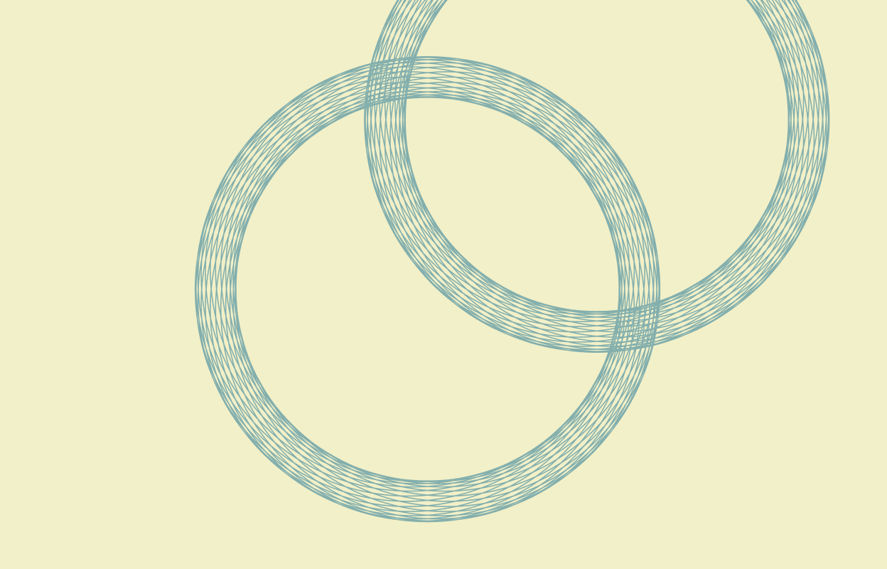 Light blue circular line graphic on a beige background